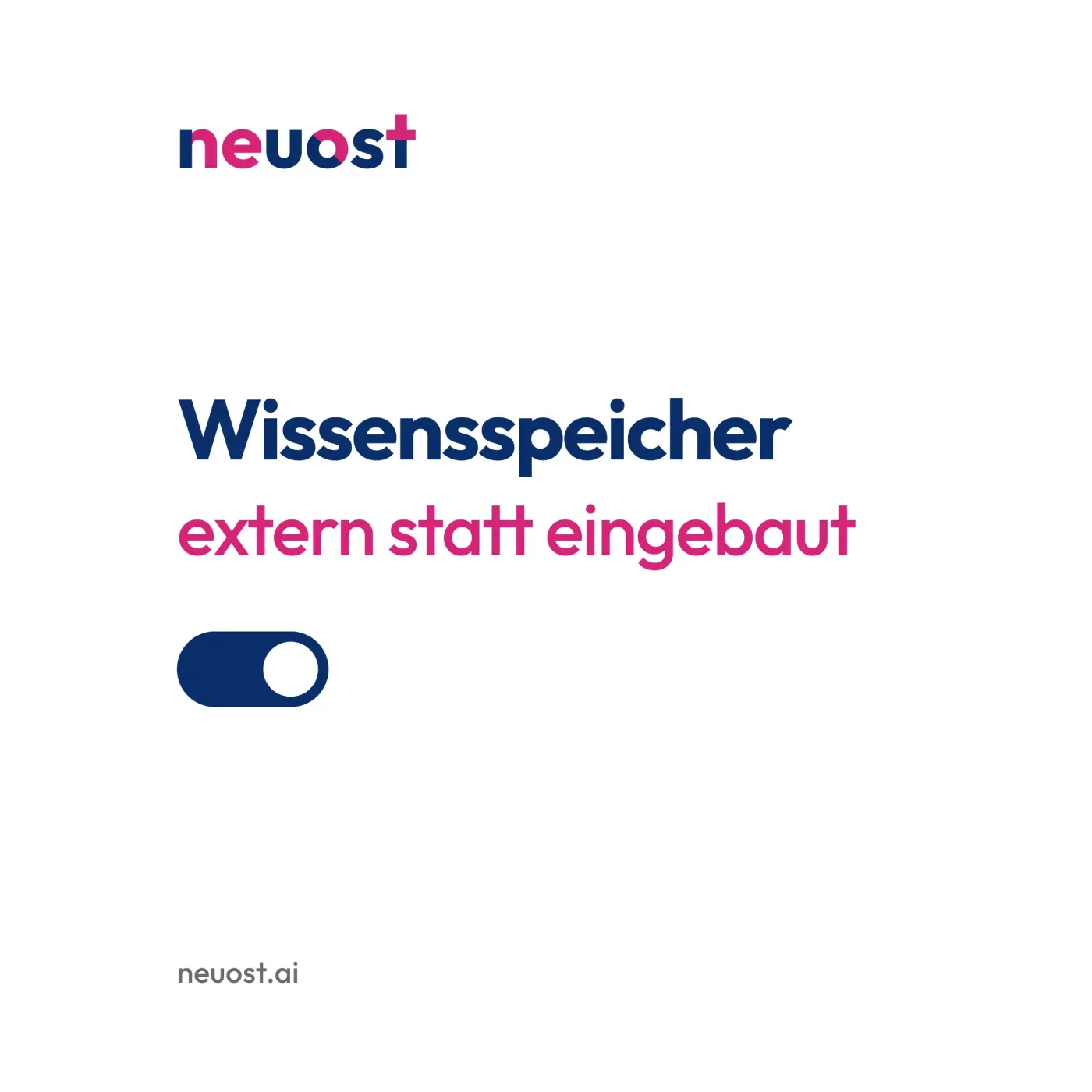 KI-Wissensspeicher anlegen: extern statt eingebaut. Titelbild mit dem Schriftzug Wissensspeicher und einem Schalter