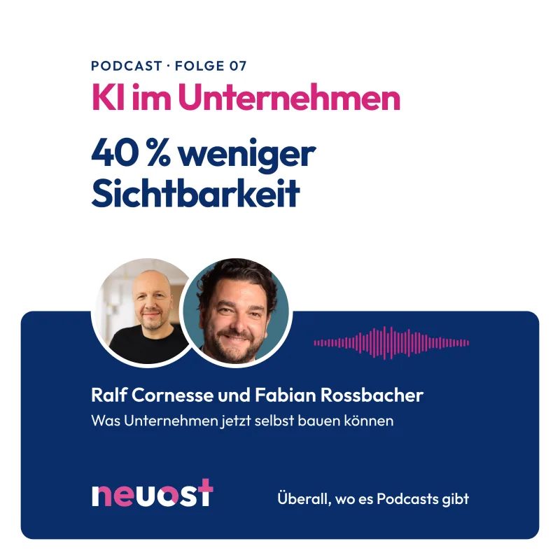 Podcast KI im Unternehmen, Folge 7: 40 % weniger Sichtbarkeit, und was Unternehmen jetzt selbst bauen können